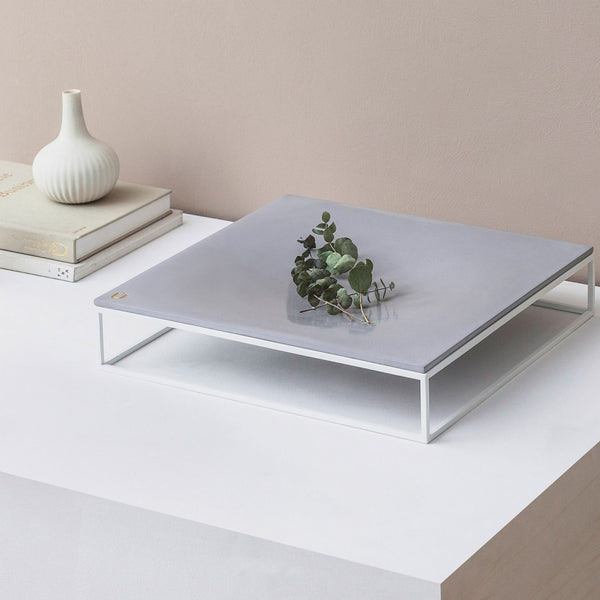 Gravity Concrete Accent Bowl (White Steel Frame and Grey Top)