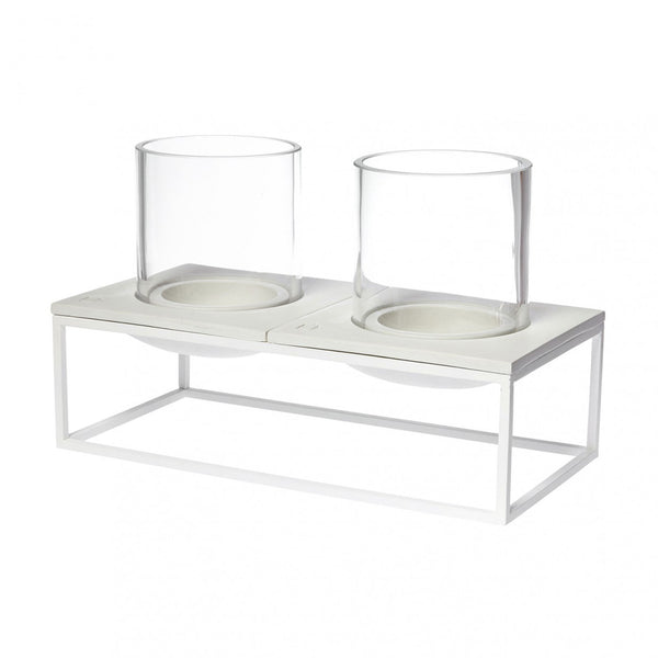 ALEX Candle and Tealight Holder White Double