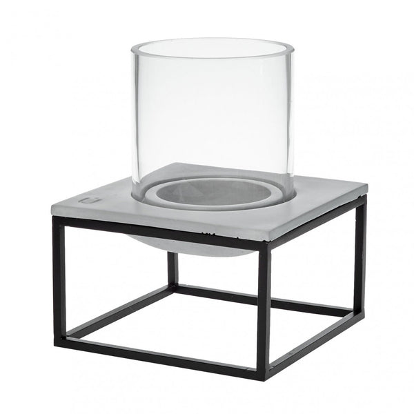 ALEX Candle and Tealight Holder Grey / Black Single